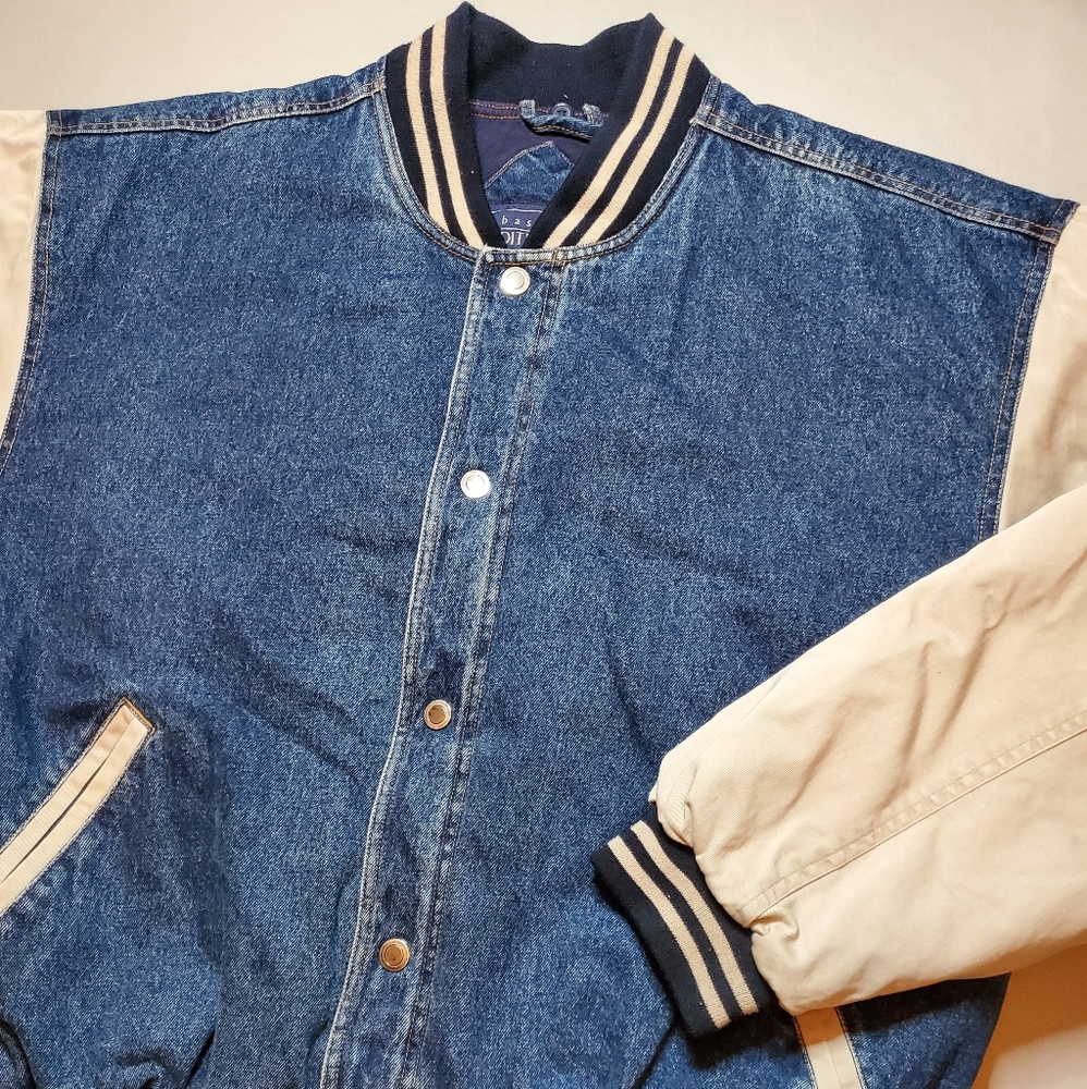 Vintage | Color Block Jean Khaki Bomber Jacket 90s